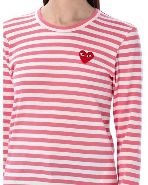 COMME DES GARÇONS PLAY Red Striped Long Sleeve T-Shirt