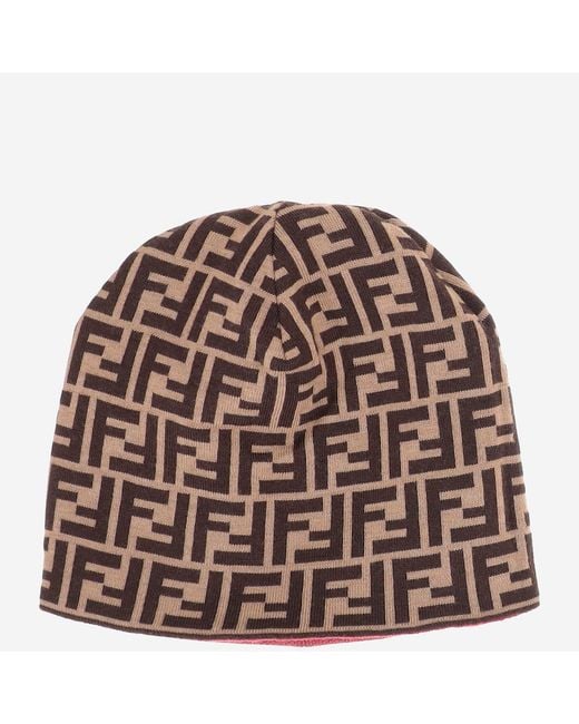 Fendi Red Reversible Wool Beanie With Logo Hat
