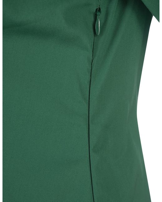Aspesi Green Linen Midi Dress With V-Neckline
