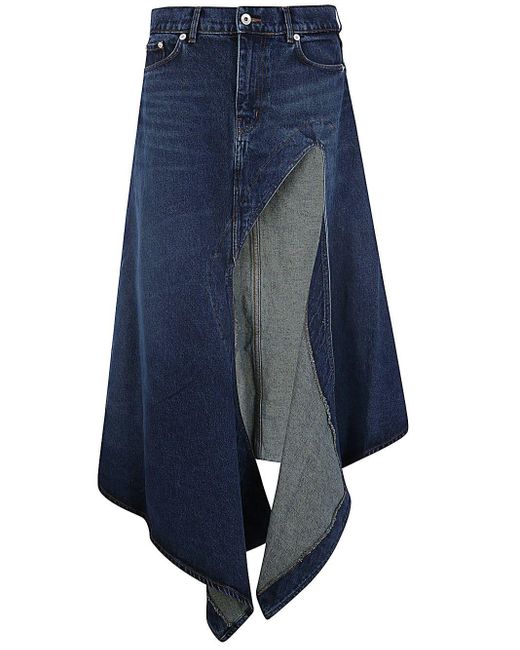 Y. Project Blue Evergreen Cut Out Denim Skirt