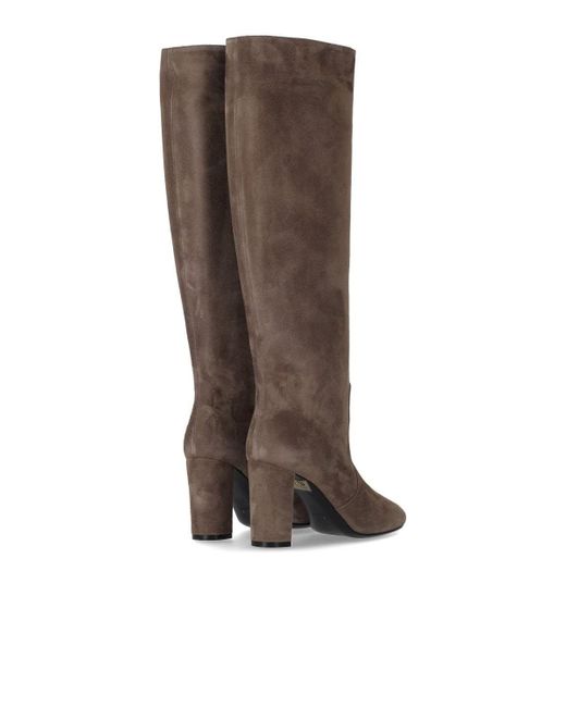 Via Roma 15 Brown Taupe Calf Suede Knee Boots