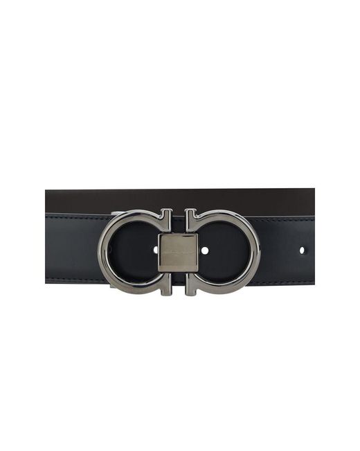 Ferragamo Multicolor Black Calf Leather Bos Taurus Regular Belt for men