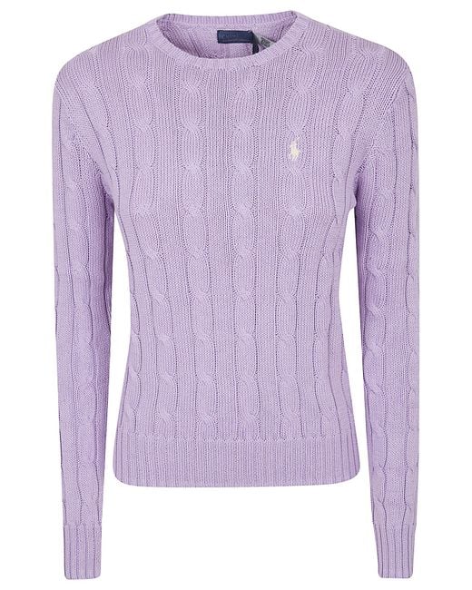 Polo Ralph Lauren Purple Julianna-Long Sleeve-Pullover Cotton Maglia