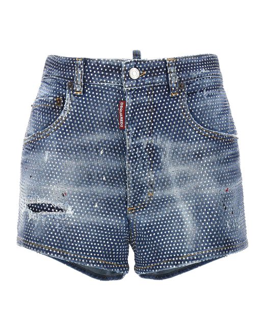 DSquared² Blue Cotton Mini Shorts