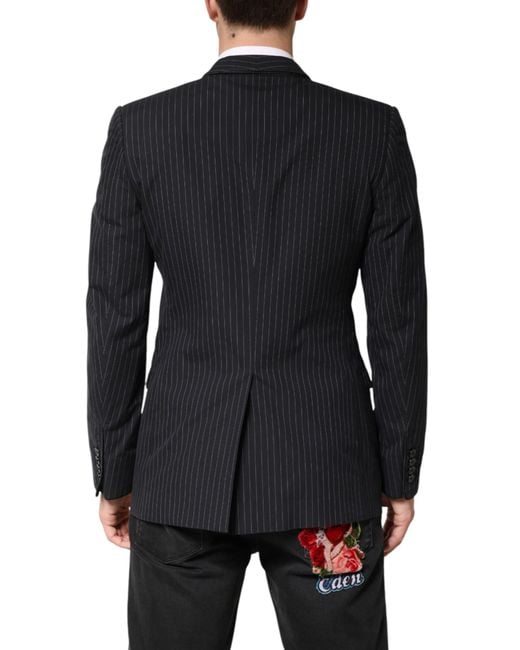 Dolce & Gabbana Blue Stripes 1 Button Suit Jacket Blazer for men