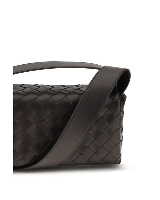 Bottega Veneta Black Shoulder Bag Intrecciato Fondant- Lamb Leather for men