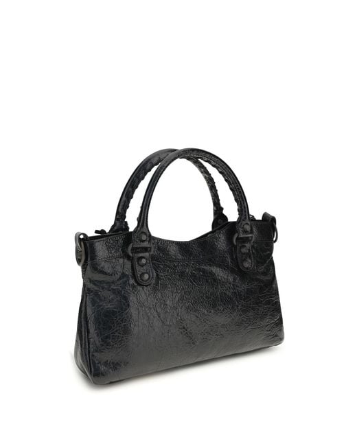 Balenciaga Black City First Shoulder Bag Lamb Ovis Aries Aries; Cotton
