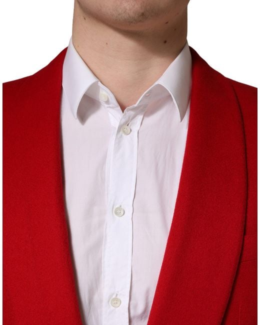 Dolce & Gabbana Red Cashmere Single Breasted Jacket Blazer for men