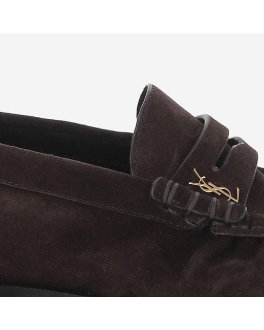 Saint Laurent Brown Loafers Suede Calfskin