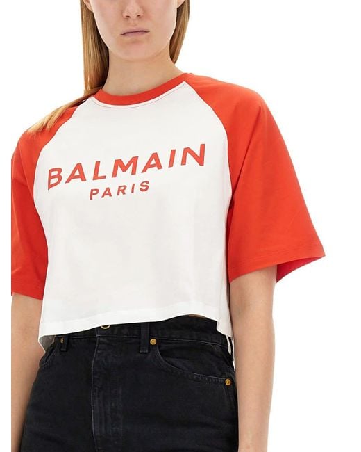 Balmain Red T-shirt With Logo,