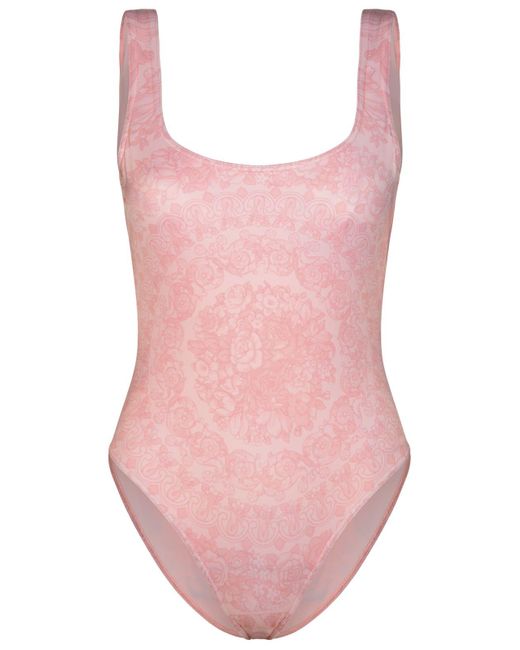 Versace Pink Barocco Print Swimsuit
