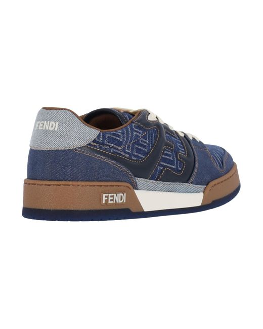 Fendi Blue Ff Jacquard Denim Match Sneakers for men