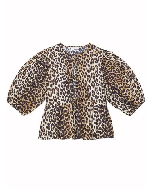 Ganni White Blouse With Print Organic Cotton