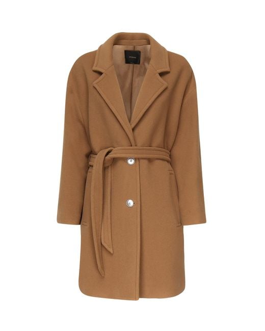 Pinko Brown Coats Wool