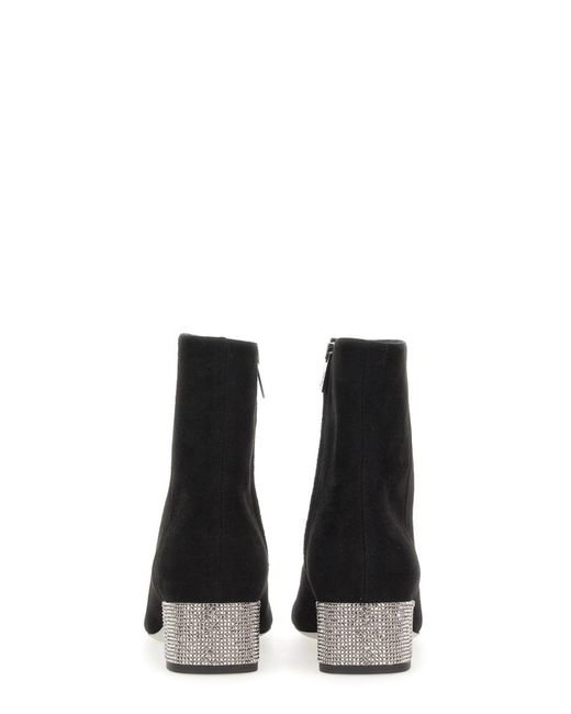 Rene Caovilla Black Crystal-embellished Suede Boots