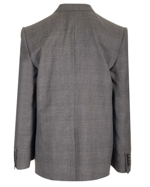 Balenciaga Gray Prince Of Wales Wool Blazer for men