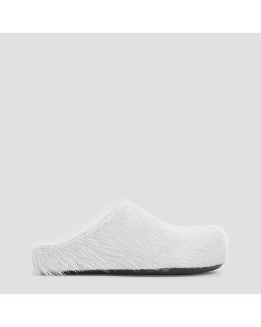 Marni White Slip On Slides