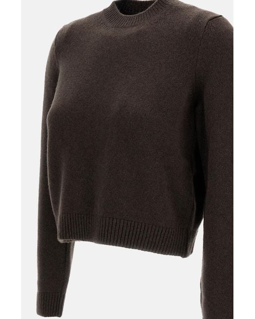 Khaite Black Crewneck Knit Sweater With Ribbed Trim