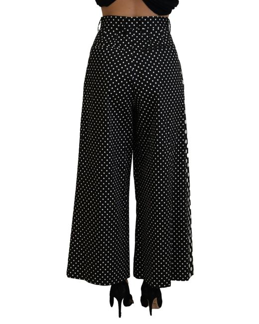 Dolce & Gabbana Black Elegant High-Waist Polka Dot Pants