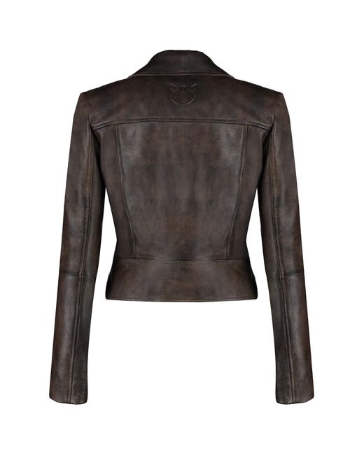 Pinko Black Sensibile Leather Biker Jacket