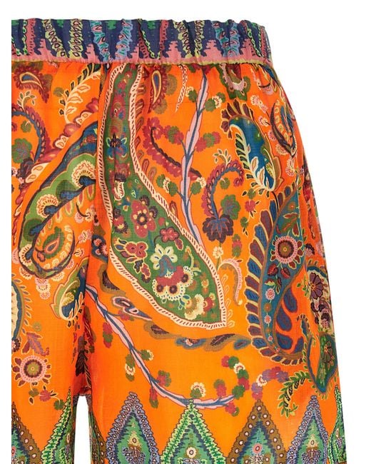 Etro Orange Ramie Shorts