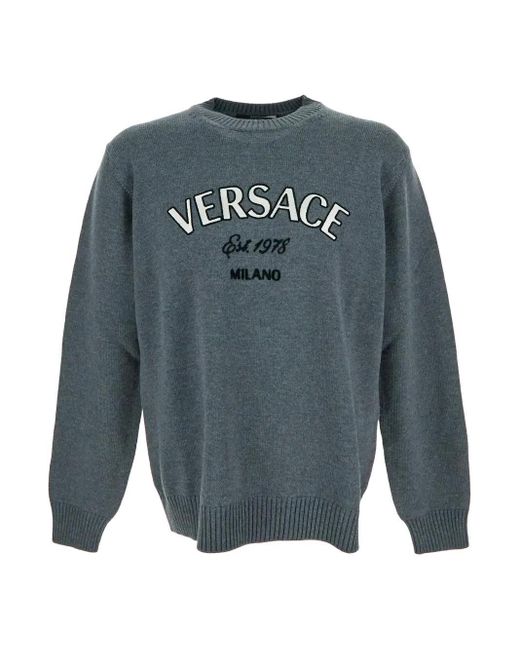 Versace Blue Wool Knitwear for men