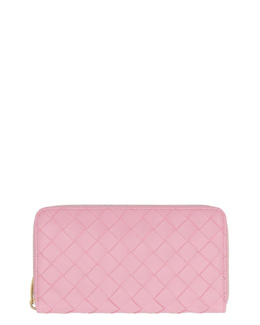 Bottega Veneta Pink Leather Zip-around Wallet