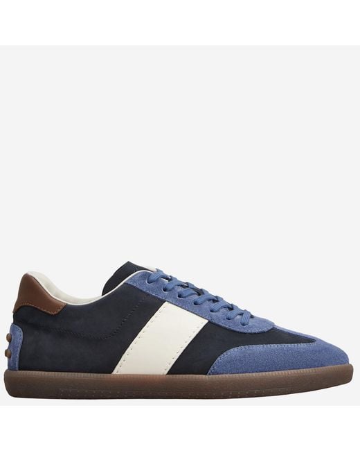 Tod's Blue Suede And Nubuck Leather Sneakers Calfskin Trainers for men