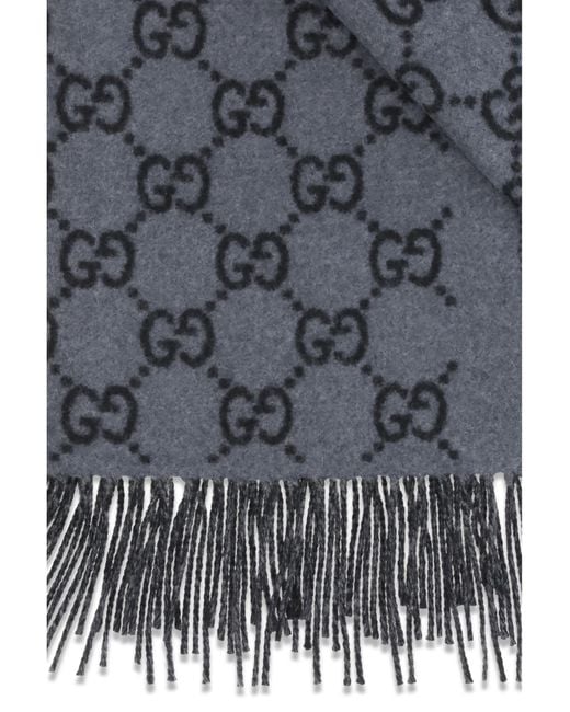 Gucci Gray Gg Cashmere Scarf for men