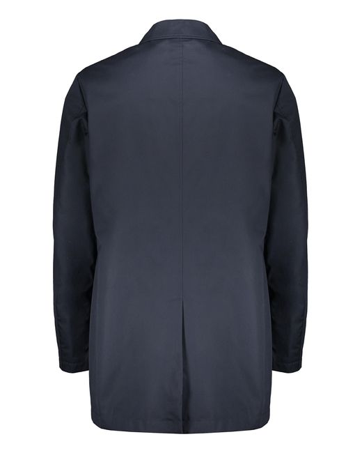 Moorer Blue Techno Fabric Raincoat for men