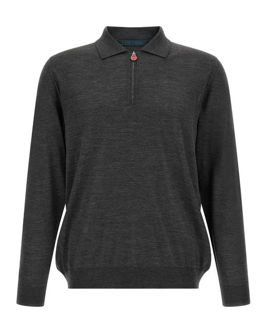 Kiton Gray Wool Polo Shirt for men
