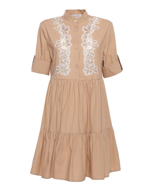 Ermanno Scervino Natural Dress With Lace