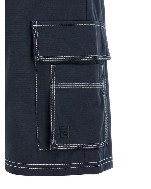 Fendi Blue Cotton Bermuda Shorts for men