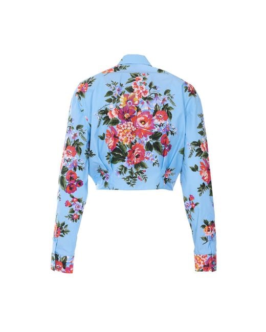 Dolce & Gabbana Blue Dolce&Gabbana Print Shirt Bouquet Of Flowers