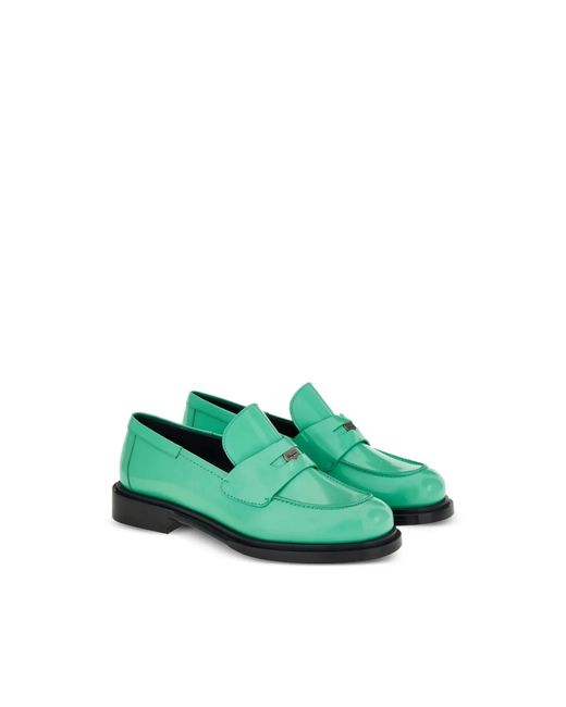 Ferragamo Green Peny Strap Leather Loafers