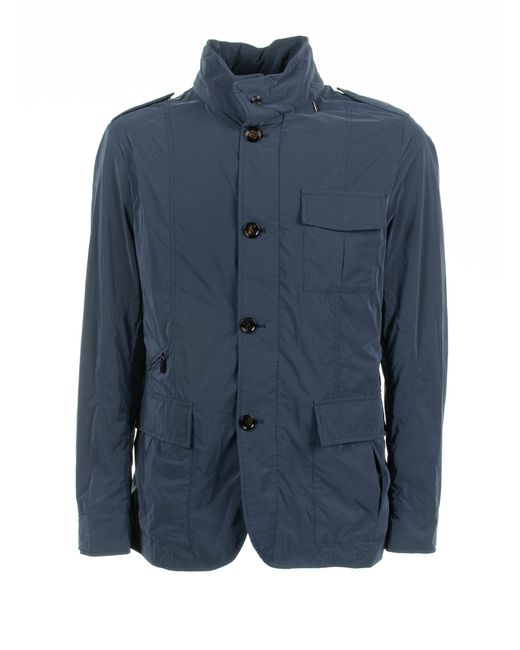 Moorer Blue Spring Jacket With Pockets And Buttons for men