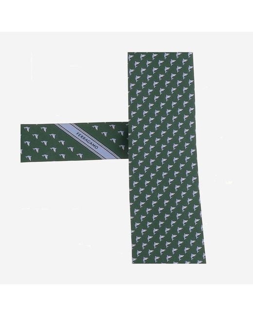 Ferragamo Green Silk Tie Ties & Bow for men