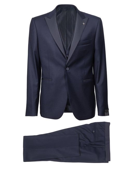 Tagliatore Blue Single-breasted Three-piece Suit Set for men