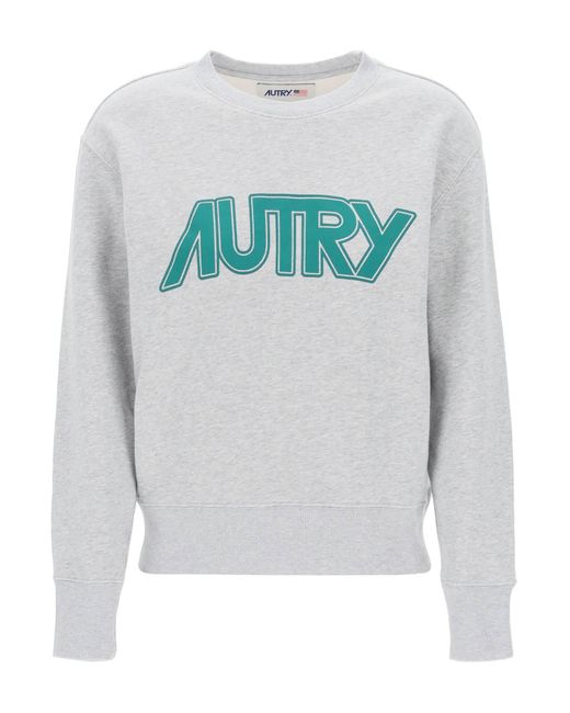 Autry Gray Sweatshirt With Maxi Logo Print
