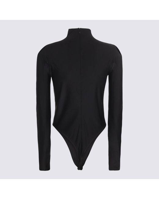 Mugler Black And Nude Panelled Illusion Bodysuit