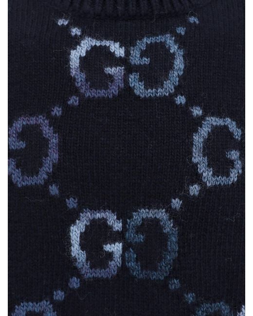 Gucci Blue Gg Wool Sweater for men