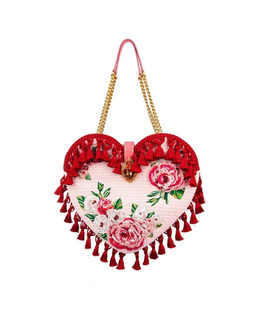Dolce & Gabbana Red My Heart Crochet Bag