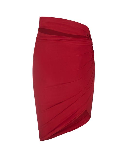 Jacquemus Red Draped Mini Skirt