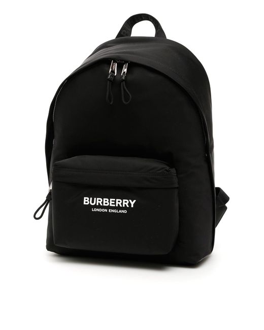 Burberry Leather Logo Printed Backpack in Black | Lyst