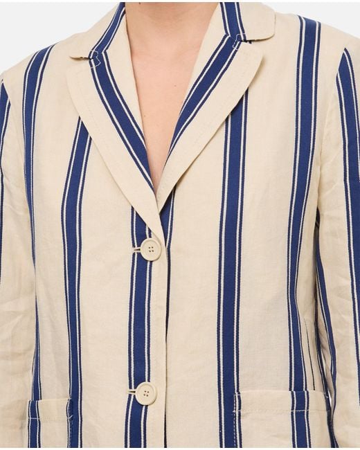 Max Mara White Milva Striped Linen Jacket