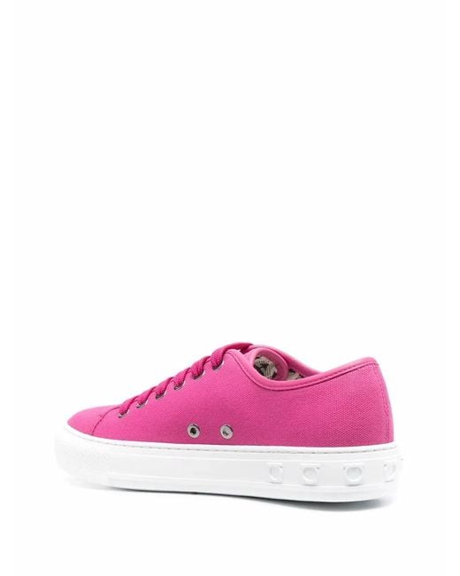 Ferragamo Pink Ferragamo Logo-Embossed Low-Top Sneakers
