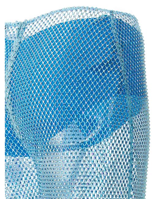 GIUSEPPE DI MORABITO Blue Sequin Mesh Pants Polyamide Elastane