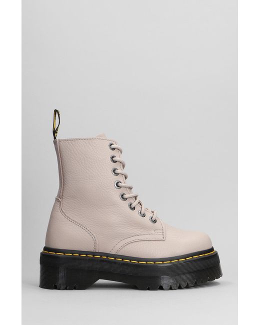 Dr. Martens Natural Jadon Iii Combat Boots In Taupe Leather