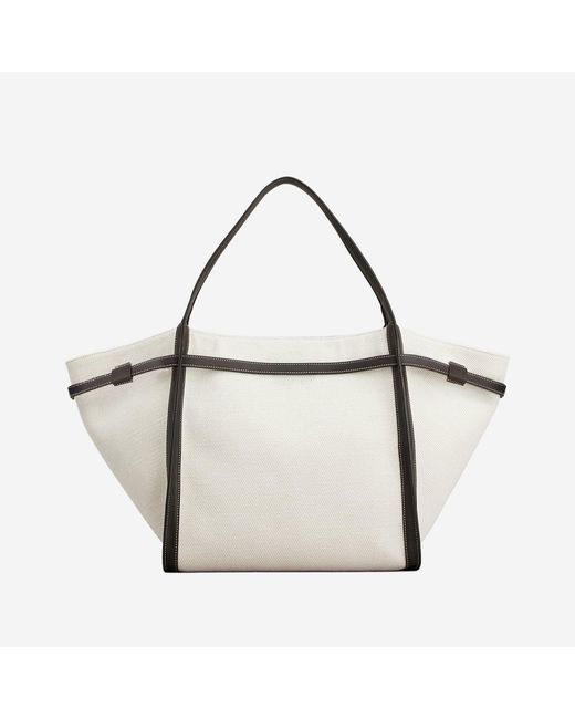 Tod's White Medium Canvas And Leather Shopping Bag
