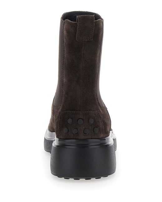 Tod's Black Leather Ankle Boots Sheep